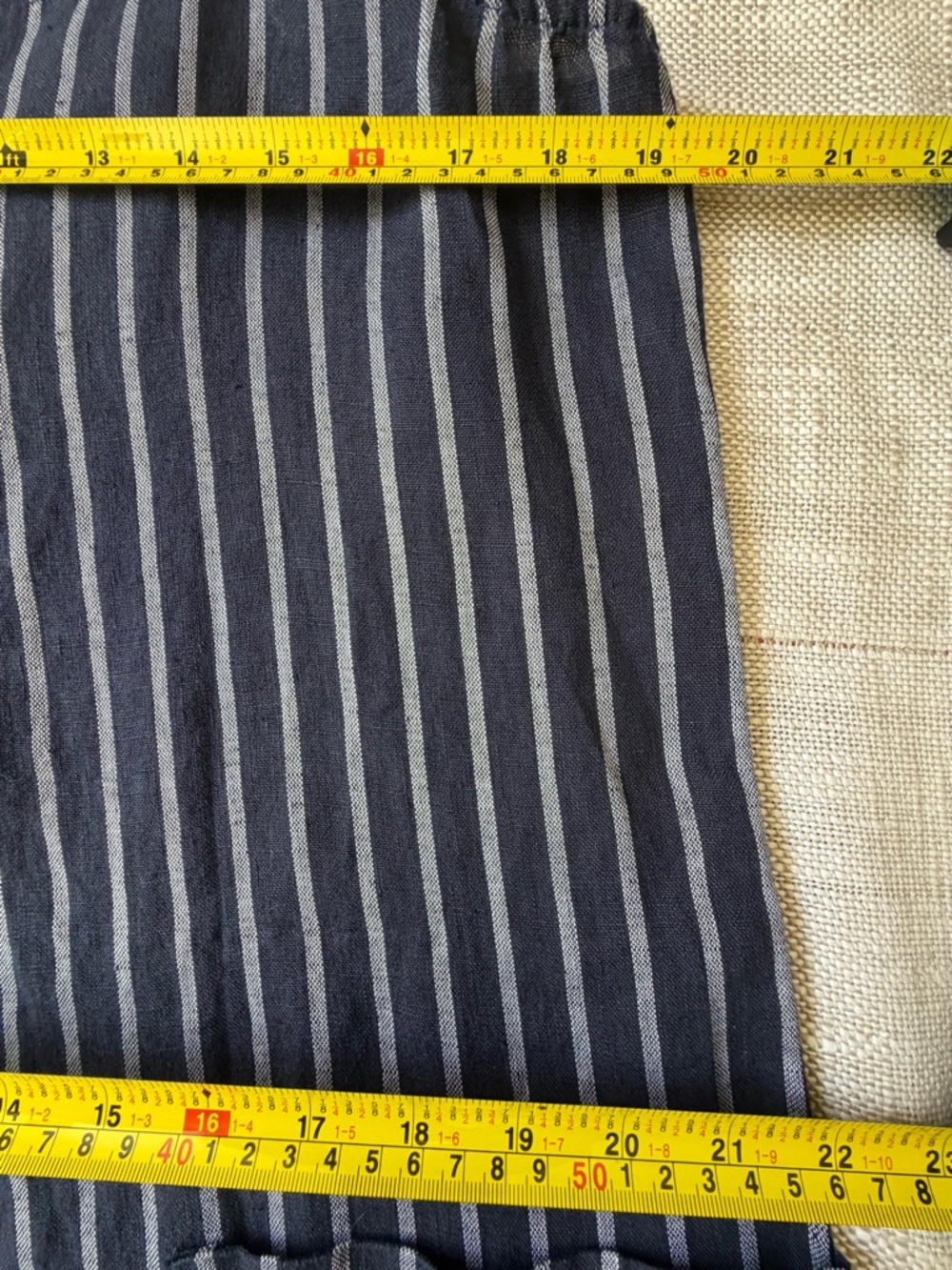 Italian Linen Dark Blue/White Button Overall Oversized Wide Leg Jumpsuit-Sz-S/M - Picture 11 of 16